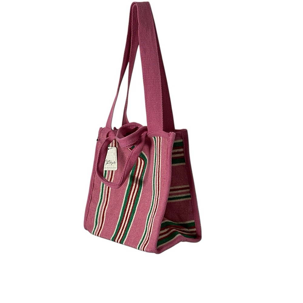 New‎ Free People Canvas Tote Pink Shopping Coquette - Picture 2 of 9